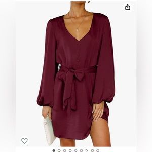 BTFBM NEE WITH TAGS SATIN DRESS, wine red  in original packaging